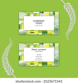 Professional green business card design template.
