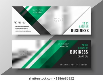 Green Abstract Business Banner Design Template Stock Vector (Royalty ...