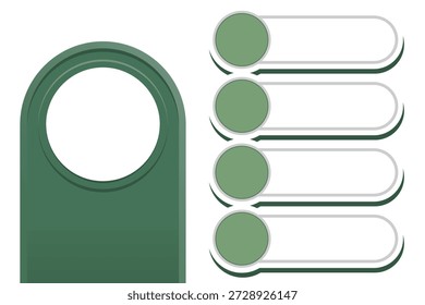 Professionelle grüne Infografik Vorlage flaches Design Minimalistische Business-Präsentation Dia-Layout mit vier Schritt Liste Punkte Kreis Rahmen und reichlich Platz für die Datenvisualisierung in Unternehmen