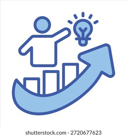 Professional Growth Icon. Simple Vector Blue Illustration.