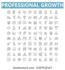 Professional growth icons, line symbols, web signs, vector set, isolated illustration