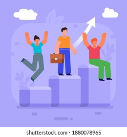 Professional growth, move to goal, improvement. Career growth concept. Modern vector illustration