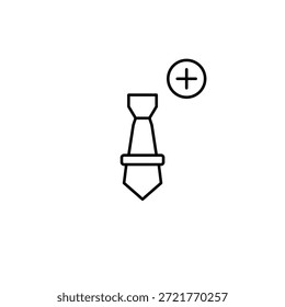 Professional growth. Tie and plus. Pixel perfect, editable stroke vector icon