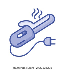 Professional hair styling, curling iron vector design, icon of hair curler
