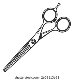 Professional Hair Thinning Scissors Vector Icon Illustration

