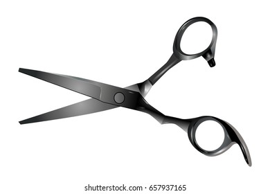 Professional hairdressing scissors isolated on white background. Vector illustration.