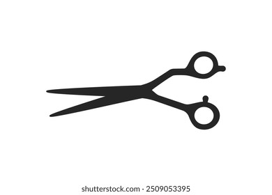 Tijeras de peluquería de Profesional o tijeras utilizadas por los peluqueros en cortes de cabello de salón con cuchillas Vector de silueta de relleno negro abierto