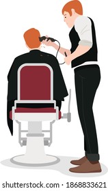 A professional hairstylist is shaving a customer's hair