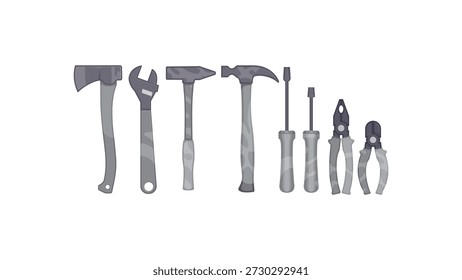Professional hand tools collection, industrial hardware equipment and repair service vector icons