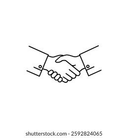 Professional Handshake Icon – Minimal Flat Thin Line Style for Business Networking and Cooperation