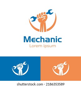 professional handy services logo icon design with hand holding wrench