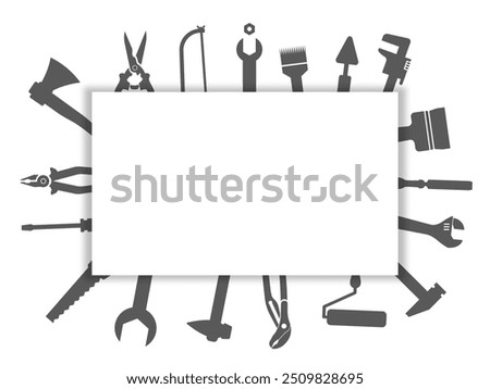 Professional handyman services. Blank template for your logo with tools collection in gray and text space.  Set of repair tools on white background for your web site design, app, UI. Shadow. EPS10.