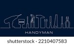 Professional handyman services. Vector banner template with tools collection and text space.  Set of repair tools on dark blue background for your design. EPS10.