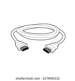 Professional HDMI Cable Vector isolated on clear background. Perfect for a simple/sleek look in any Graphic design, instructions, logos, promotional material, web and more