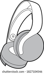 Professional Headphones Vector / Line Drawing. Icon, Logo, Design, Element