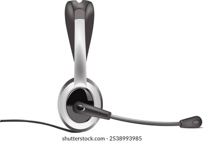 Professional headset with microphone lying on a white surface, ready for use