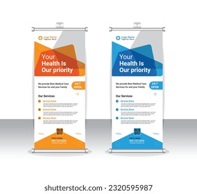 Professional health care and medical roll up design, standee and banner design.