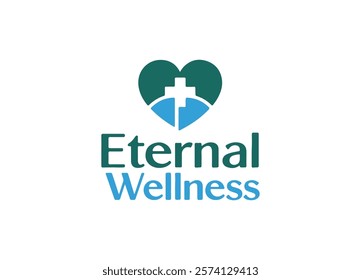 A professional healthcare logo featuring a clean design with a cross symbol, calming blue and green hues, and subtle curves to evoke trust, care, and wellness