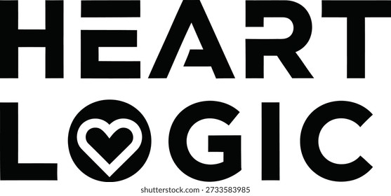Professional Heart Logic silhouette typography t-shirt design vector illustration for human feelings wisdom science and emotional awareness projects isolated on transparent background.