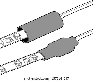 Professional Heat Shrink Vector / Line Drawing. Ideal for packaging design, graphic design and web design. Clean modern simple look. Cable Management, Tidy, Clean. - Vector