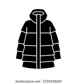 Professional heavy winter puffer jacket for extreme cold weather protection fashion silhouette vector illustration with hooded design and warm padding