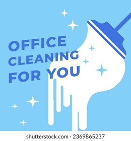 Professional help with chores and cleaning your place, tidying home or office rooms and spaces. Promotional banner with mop and wrt water leaving traces, sparling and tidy. Vector in flat style