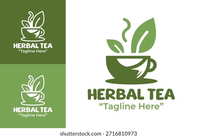Un logotipo profesional de té de hierbas diseñado para la Asistencia de bebidas orgánicas y negocios enfocados en el bienestar.