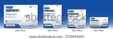 Professional hiring job vacancy banners set template design. we are hiring banners social media post ad design. vector
