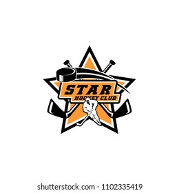 Professional hockey badge logo design icon template. Sport team identity emblem vector illustration 