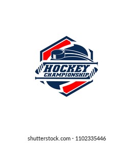 Professional hockey badge logo design icon template. Sport team identity emblem vector illustration 