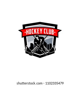 Professional hockey badge logo design icon template. Sport team identity emblem vector illustration 