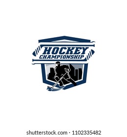 Professional hockey badge logo design icon template. Sport team identity emblem vector illustration 