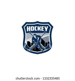 Professional hockey badge logo design icon template. Sport team identity emblem vector illustration 