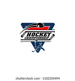 Professional hockey badge logo design icon template. Sport team identity emblem vector illustration 