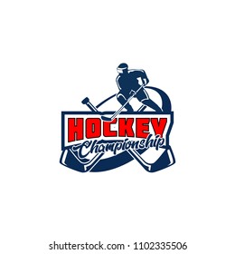 Professional hockey badge logo design icon template. Sport team identity emblem vector illustration 