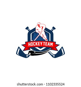 Professional hockey badge logo design icon template. Sport team identity emblem vector illustration 