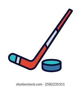 Professional hockey stick and puck for ice sports