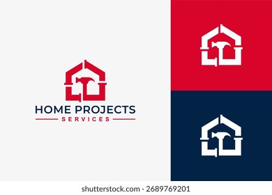 Professionelle Home Project Services Logo-Design mit Elektro-, Garten- und Renovierungs-Service-Elemente im modernen minimalistischen Stil für Projektdesign
