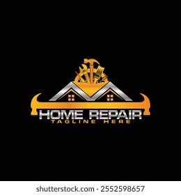 Professional Home Repair Logo Design Featuring Tools, House Icon, and Gear Symbol for Maintenance Services