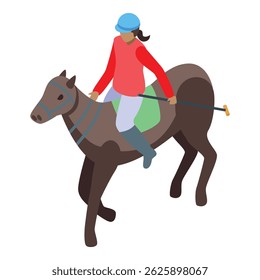 Professional horse rider in uniform is riding a horse and holding a mallet during a polo match