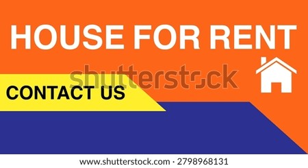 Professional house for rent banner template with a customizable blue contact area for phone numbers and rental information. Ideal for real estate advertising and property listings.