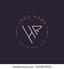 Professional HR Logo. Modern Minimal HR Letter Monogram Emblem for Premium Branding