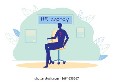 Professional Human Recruitment Agency Advertisement. Vacant Candidate Human Silhouette with Question Mark Sitting on Chair Design. HR Department. Selection and Individual Talent Searching Illustration