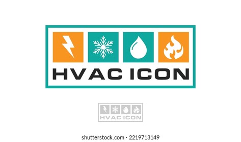 Professional hvac icon logo, cooling, heating, electrical, plumbing emblem badge premium quality, rectangular logo hvac, logo square hvac service