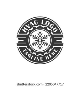 Professional HVAC Logo Silhouette Design Vector Isolated, ,gear Wheel Setting Icon Hvac Service, Snowflake, Heating And Cooling Llc Logo