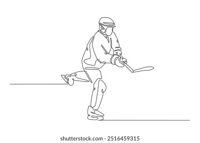 Professional ice hockey player. continuous one line drawing. Hockey player in single line art illustration. Editable vector.  