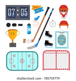 Professional Ice Hockey Player Vector. Set Players Silhouettes. Winter Sport. Isolated Flat Cartoon Character Illustration