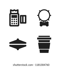 professional icon. 4 professional vector icons set. point of service, coffee break and cymbals icons for web and design about professional theme