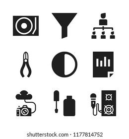 professional icon. 9 professional vector icons set. document, construction and photo camera icons for web and design about professional theme