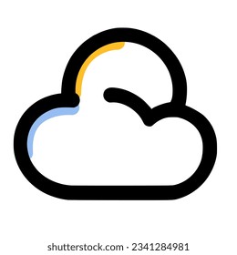 Professional icon of a cloud and a sun. monoline icon of a cloud. simple outline logo for cloud and sun